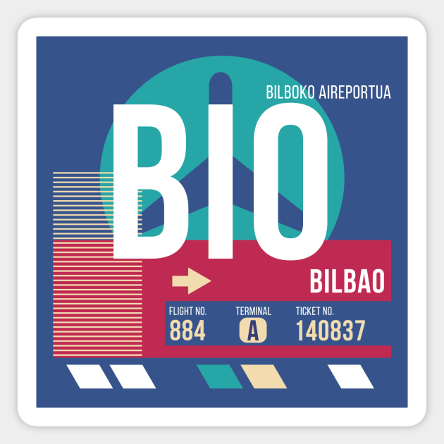 Bilbao, Spain (BIO) Airport Code Baggage Tag Sticker by SLAG_Creative